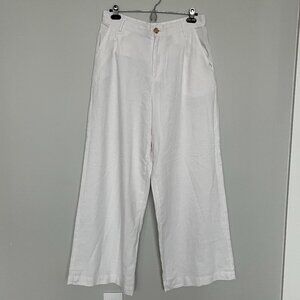 Dictionary White Linen Blend Wide Leg Pant M